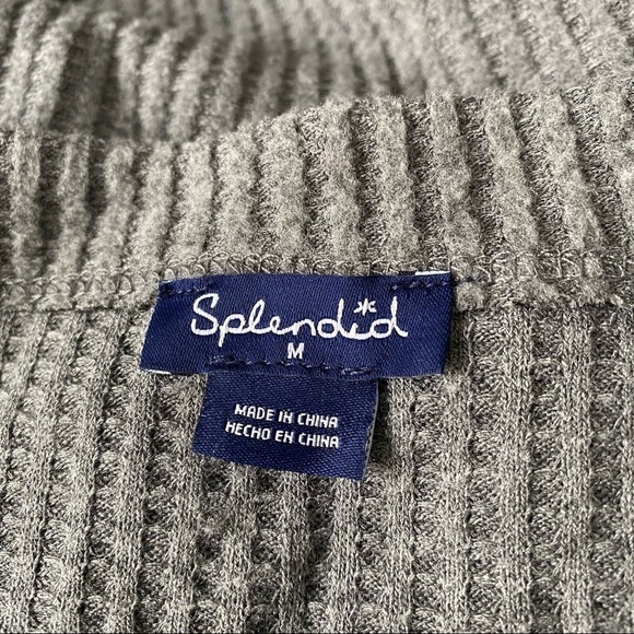 Splendid Women's Gray Thermal Waffle Knit Tunic Top Size Medium - Picture 2 of 4